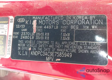 2014 Kia Sportage Ex z USA, uszkodzony, nr VIN KNDPC3AC9E7585949